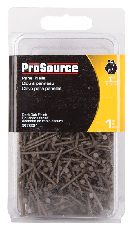 ProSource NTP-174-PS Panel Nail, 16D, 1 in L, Steel, Painted, Flat Head, Ring Shank, Dark Oak, Pack of 4