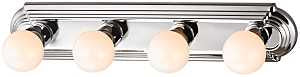 Boston Harbor 046044-CHROME Vanity Bar Fixture, 100 W, 4-Lamp, G Lamp, Steel Fixture, Polished Chrome Fixture