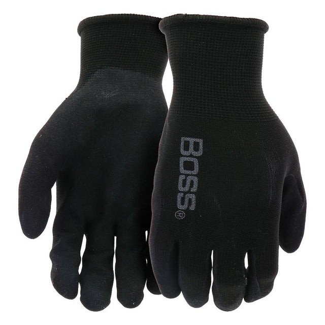 Boss TECH 7820X Gloves, XL, Knit Wrist Cuff, Foam-Nitrile Coating, Nylon Glove, Black