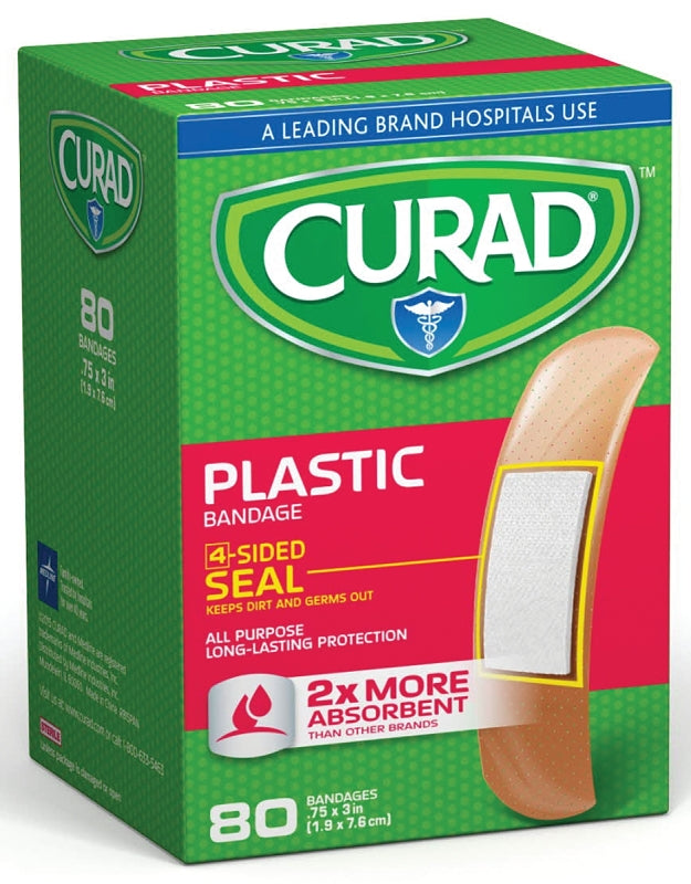 Curad CUR02278RB Adhesive Bandage, 3/4 in W, Plastic Bandage