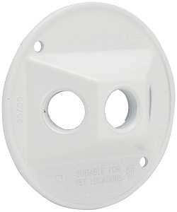 Hubbell 5197-1 Lampholder Cluster Cover, 4-1/8 in Dia, 1.094 in L, 4-1/8 in W, Round, Metal, White, Powder-Coated