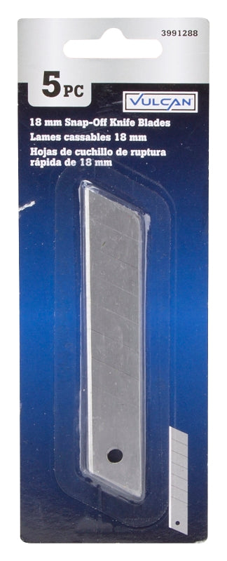 Vulcan JL-RB01 Blade, 18 mm, 4-1/4 in L, Carbon Steel, Single Edge, 1-Point, Pack of 20