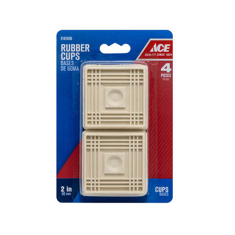 Ace Rubber Caster Cup White Square 2 in. W X 2 in. L 1 pk