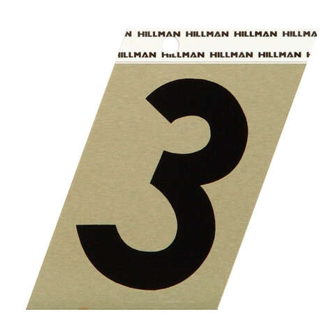HILLMAN 3 in. Reflective Black Vinyl Self-Adhesive Number 3 1 pc, Pack of 3