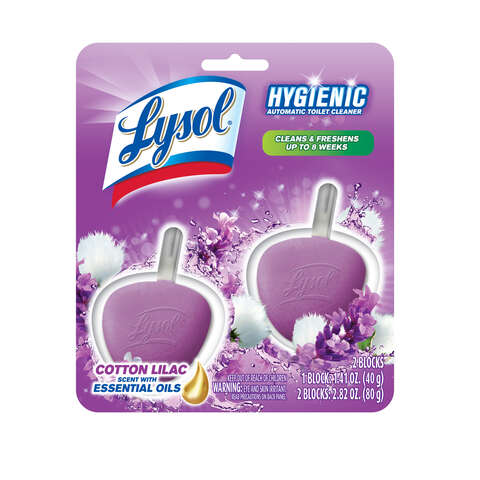 Lysol Hygienic Cotton Lilac Scent Automatic Toilet Bowl Cleaner 2.82 oz Tablet, Pack of 4