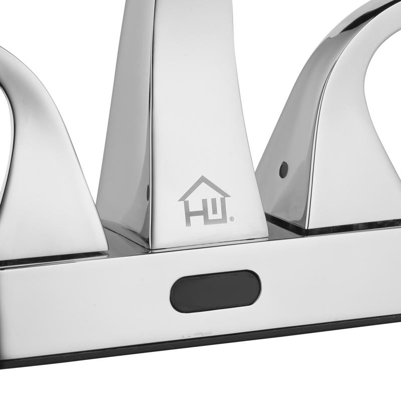 Homewerks Chrome Motion Sensing Modern Centerset Bathroom Sink Faucet 4 in.