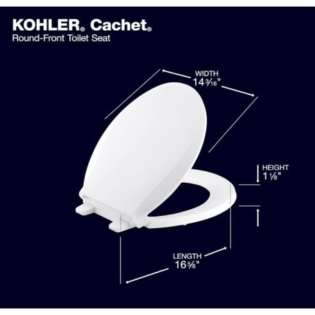 Kohler Cachet Slow Close Round White Plastic Toilet Seat
