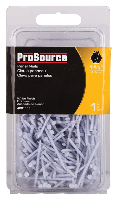 ProSource NTP-162-PS Panel Nail, 15D, 1-5/8 in L, Steel, Painted, Flat Head, Ring Shank, White, Pack of 4