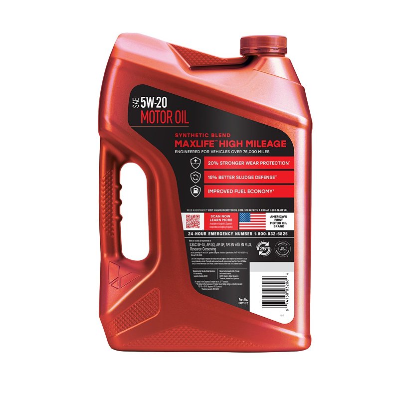 Valvoline 881162 Synthetic Blend Motor Oil, 5W-20, 5 qt, Jug, Pack of 3
