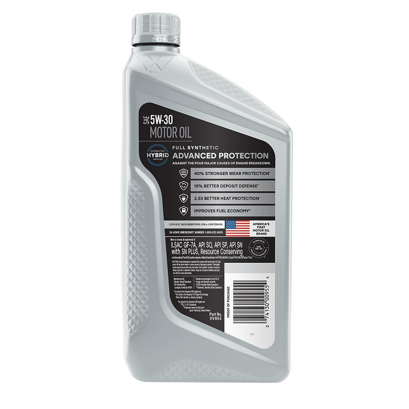 Valvoline VV955 Advanced Full Synthetic Motor Oil, 5W-30, 1 qt Bottle, Pack of 6