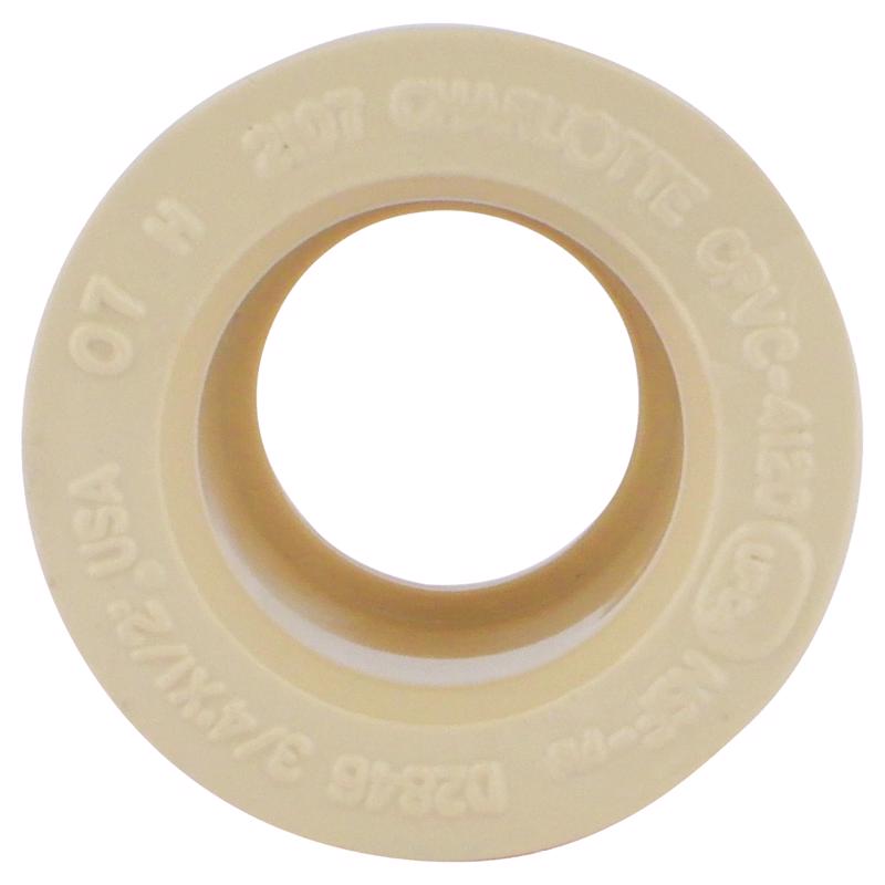 Charlotte Pipe FlowGuard 3/4 in. Hub X 1/2 in. D Spigot CPVC Reducing Bushing 1 pk, Pack of 25