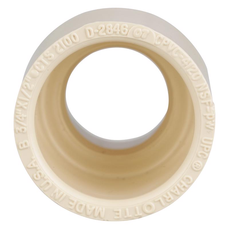 Charlotte Pipe FlowGuard SDR 11 3/4 in. Socket X 1/2 in. D Socket CPVC Reducing Coupling 1 pk, Pack of 25