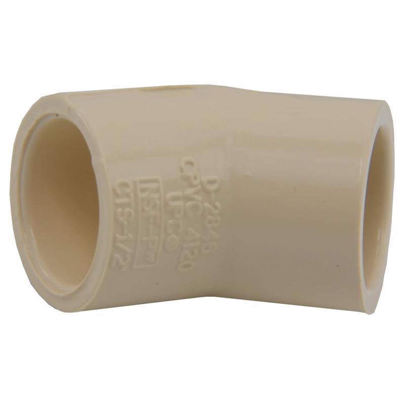 Charlotte Pipe 1/2 in. Socket X 1/2 in. D Socket CPVC 45 Degree Elbow 1 pk, Pack of 25