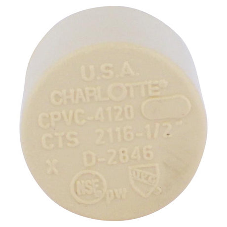 Charlotte Pipe FlowGuard 1/2 in. Hub CPVC Cap 1 pk, Pack of 25