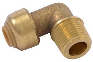 SharkBite U276LFA Dishwasher Elbow, 1/4 x 3/8 in, Slip Joint x MNPT, Brass, Chrome/Natural Brass