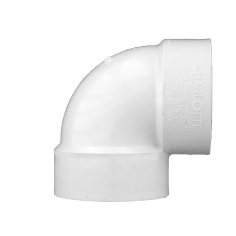 Charlotte Pipe Schedule 40 2 in. Hub X 2 in. D Hub PVC 90 Degree Elbow 1 pk