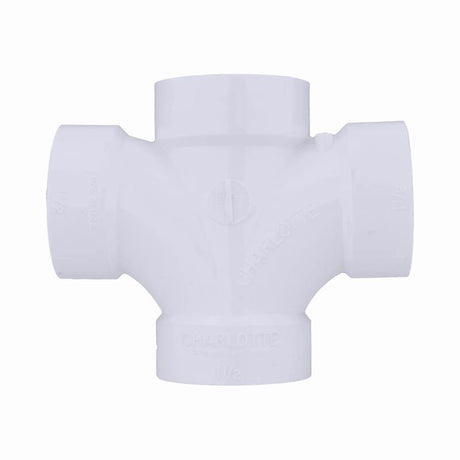 Charlotte Pipe Schedule 40 1-1/2 in. Hub X 1-1/2 in. D Hub PVC Double Sanitary Tee 1 pk