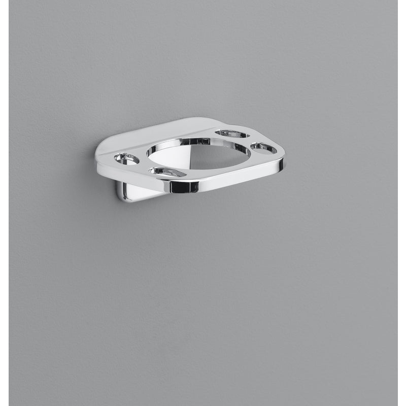 OakBrook Chrome Silver Die Cast Zinc Toothbrush/Tumbler Holder