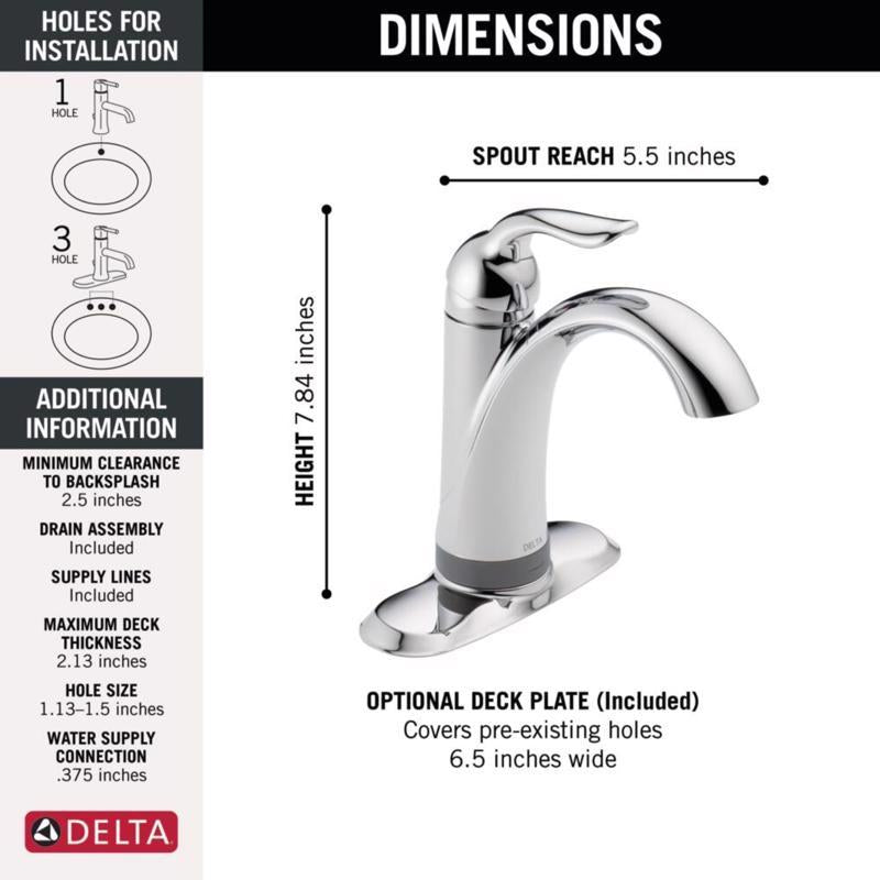 Delta Lahara Chrome Traditional Bathroom Faucet 4 in.