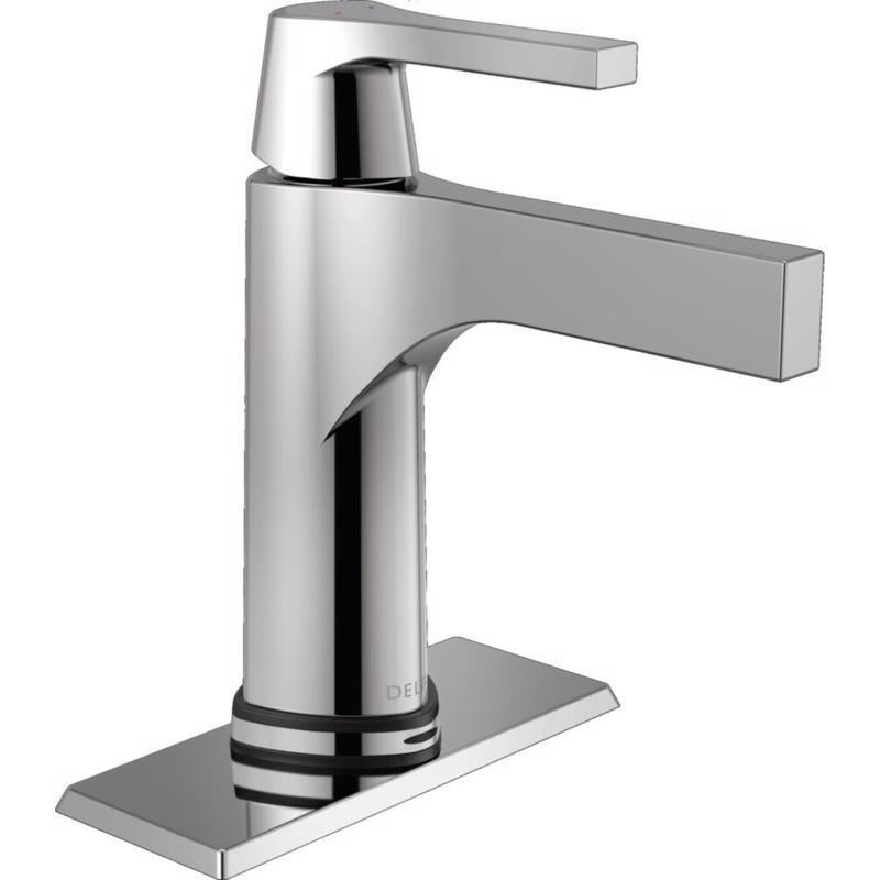 Delta Zura Chrome Contemporary Single-Hole Bathroom Sink Faucet 4 in.