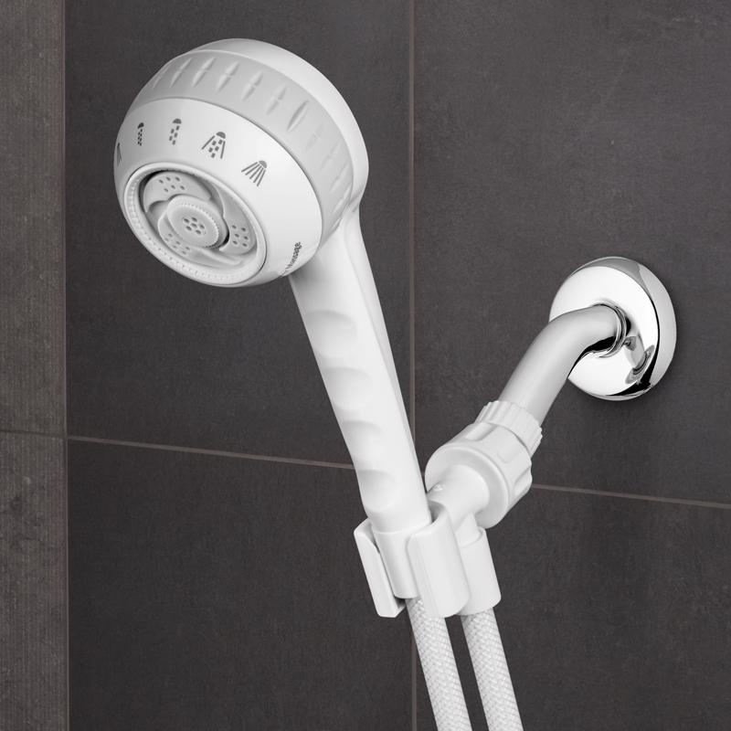 Waterpik PowerSpray Plus White 6 settings Handheld Showerhead 1.8 gpm