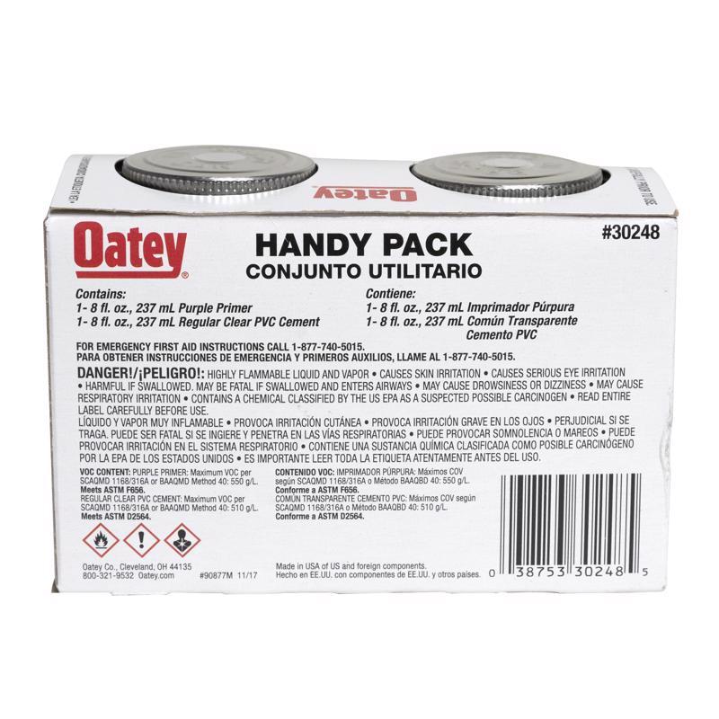 Oatey Handy Pack Clear/Purple Primer and Cement For PVC 8 oz