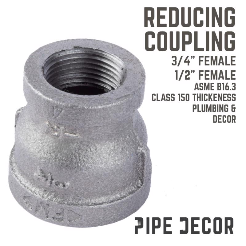 STZ Industries 3/4 in. FIP each X 1/2 in. D FIP Black Malleable Iron Coupling, Pack of 5