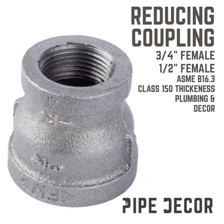 STZ Industries 3/4 in. FIP each X 1/2 in. D FIP Black Malleable Iron Coupling, Pack of 5