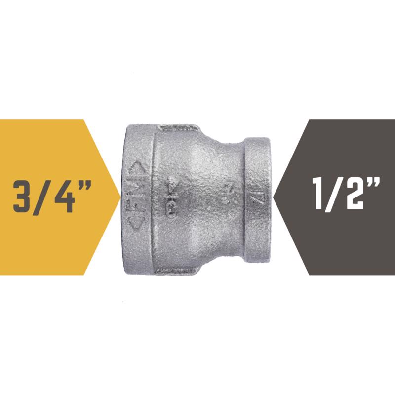 STZ Industries 3/4 in. FIP each X 1/2 in. D FIP Black Malleable Iron Coupling, Pack of 5