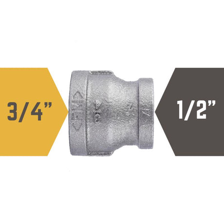 STZ Industries 3/4 in. FIP each X 1/2 in. D FIP Black Malleable Iron Coupling, Pack of 5