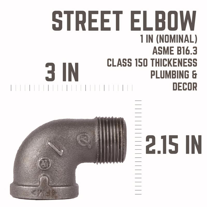 STZ Industries 1 in. FIP each X 1 in. D MIP Black Malleable Iron 90 Degree Street Elbow, Pack of 5
