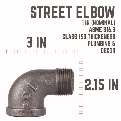 STZ Industries 1 in. FIP each X 1 in. D MIP Black Malleable Iron 90 Degree Street Elbow, Pack of 5