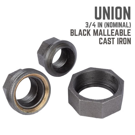 STZ Industries 3/4 in. FIP each X 3/4 in. D FIP Black Malleable Iron Union, Pack of 5