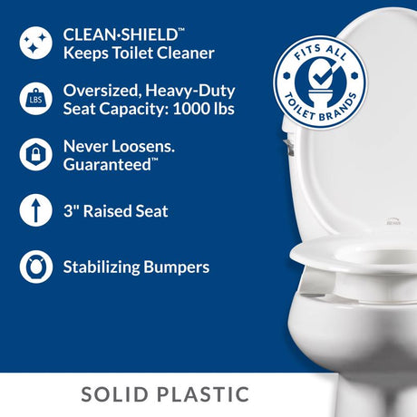 Bemis Independence Asurance Elongated White Plastic Toilet Seat, Pack of 2