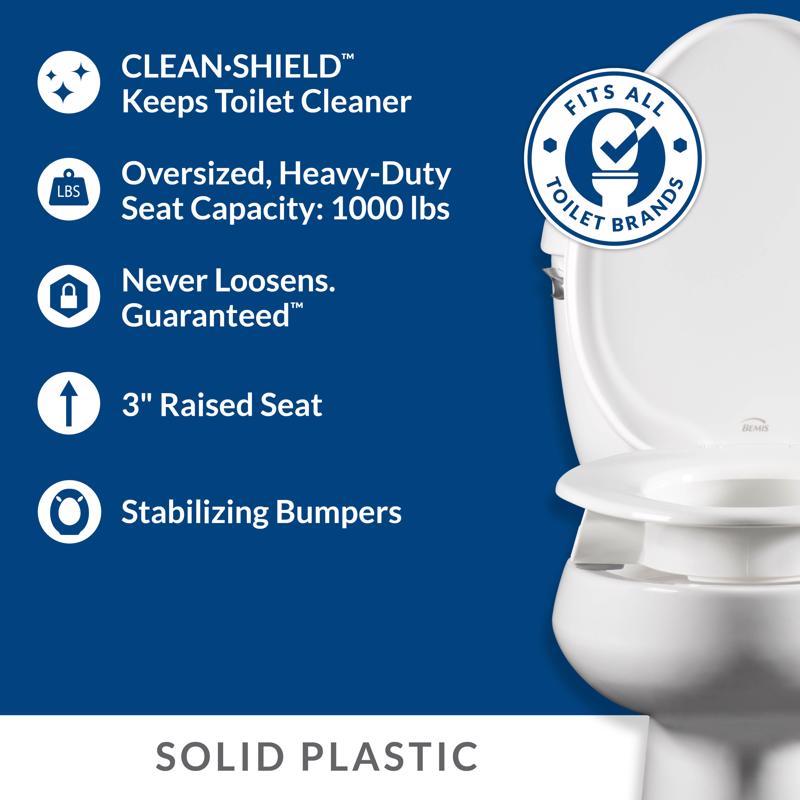 Bemis Independence Assurance Round White Plastic Toilet Seat, Pack of 2