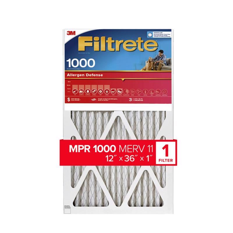 Filtrete 12 in. W X 36 in. H X 1 in. D 1000 MPR Pleated Allergen Air Filter 1 pk, Pack of 4