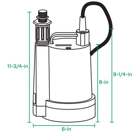 Zoeller 1/3 HP 2100 gph Thermoplastic Electronic Switch Bottom AC Submersible Utility Pump
