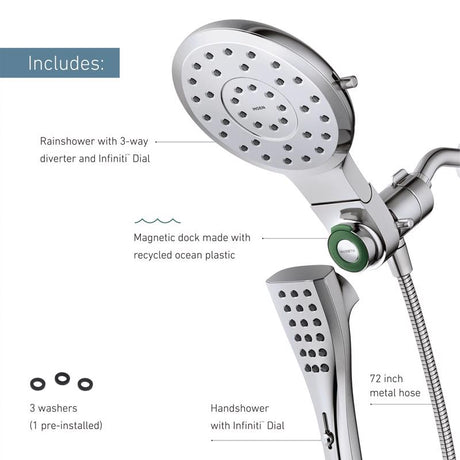 Moen Chrome Metal 8 settings Showerhead Combo 1.75 gpm