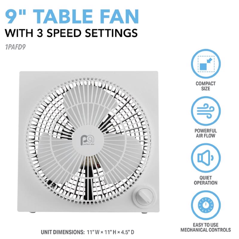 Perfect Aire 9 in. H 3 speed Box Fan