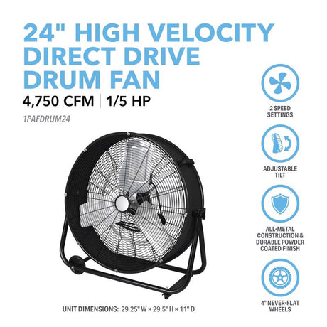 Perfect Aire 29.75 in. H X 24 in. D Drum Fan