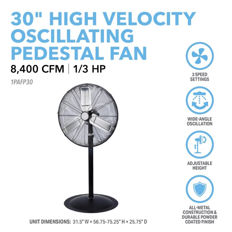 Perfect Aire 44.25 in. H X 30 in. D Oscillating Pedestal Fan