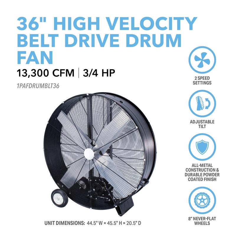 Perfect Aire 40.25 in. H X 36 in. D Drum Fan