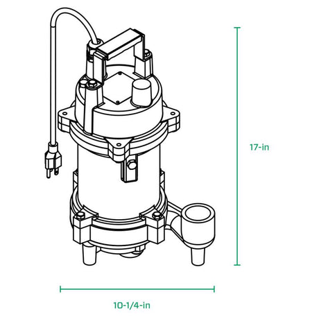 Zoeller 1 HP 2535 gph Cast Iron Tethered Float Switch Grinding Pump