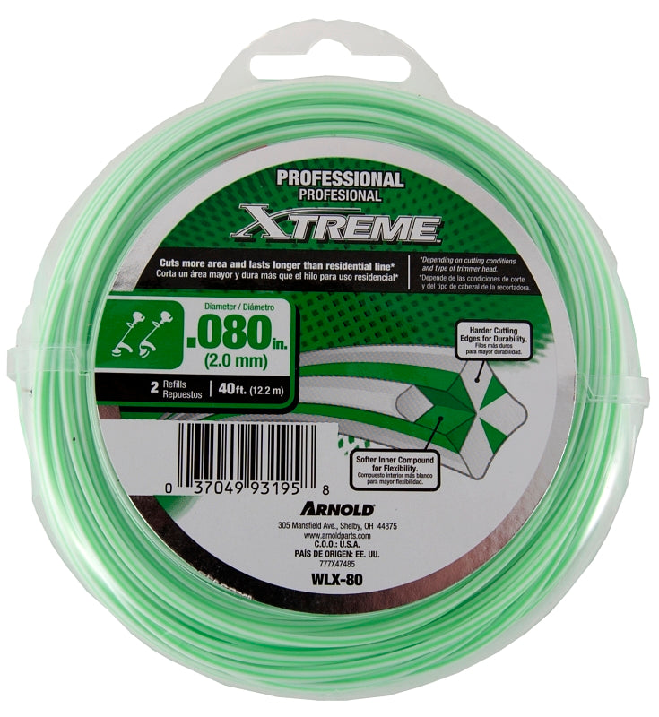 Arnold Xtreme Professional WLX-80 Trimmer Line, 0.080 in Dia, 40 ft L, Monofilament