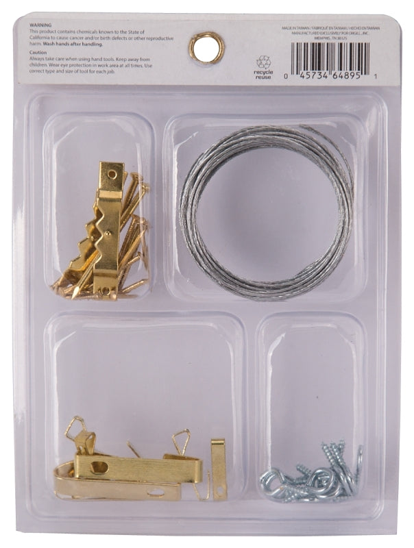 ProSource PH-82109-PS Picture Hanger Kit, Steel, Brass, Brass, 39-Piece