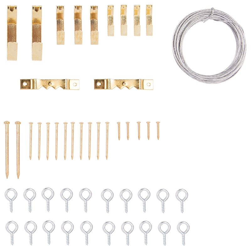ProSource PH-82109-PS Picture Hanger Kit, Steel, Brass, Brass, 39-Piece