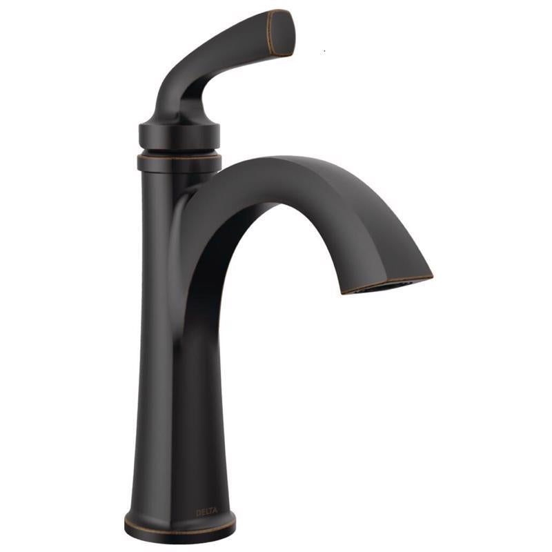 Delta Geist Oil Rubbed Bronze Contemporary Single-Handle Bathroom Sink Faucet 4 in.