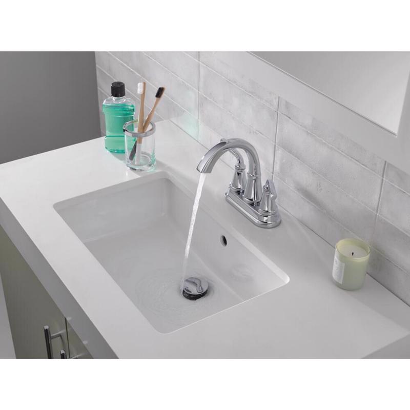 Delta Geist Chrome Contemporary Centerset Bathroom Sink Faucet 4 in.