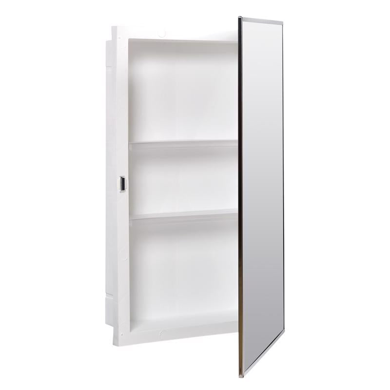 Zenith 105 Medicine Cabinet, 16-1/8 in OAW, 4-1/2 in OAD, 26-1/8 in OAH, Plastic/Stainless Steel, 2-Shelf