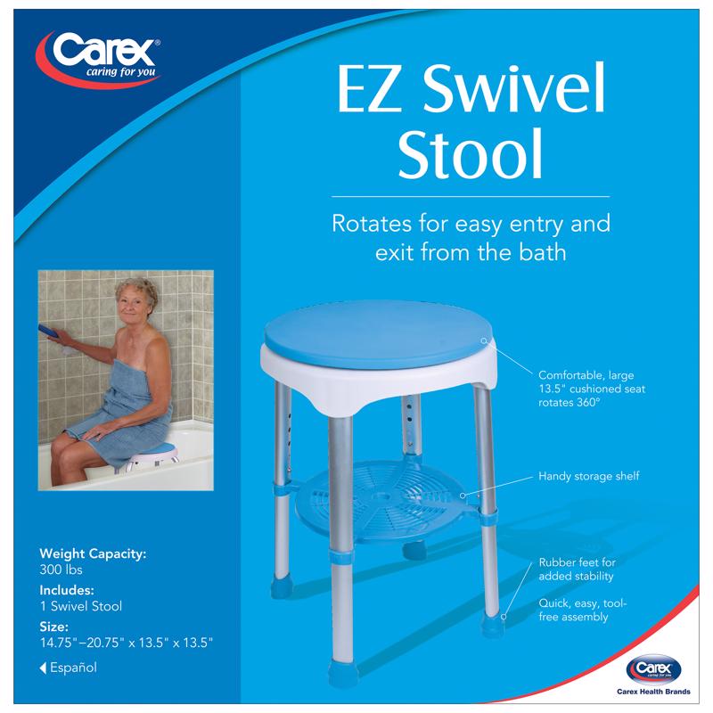 Carex Health Brands Blue/White Bath/Shower Seat Aluminum 20.75 in. H X 13.5 in. L